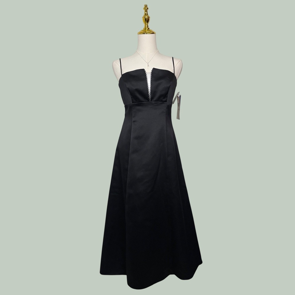 vintage 90s betsy & adam by jaslene elegant black white rhinestone dress NWT y2k